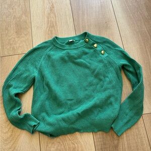 Green Sweater with Gold Buttons
